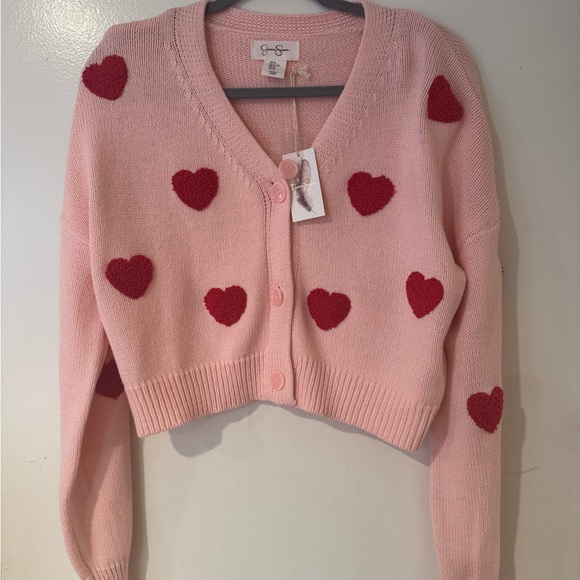 NWT Pink Heart Knitted Cotton Blend Sweater XL - Picture 6 of 8